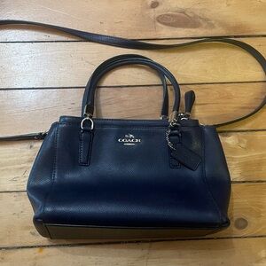 Coach Black Pebbled Leather Satchel Crossbody Purse